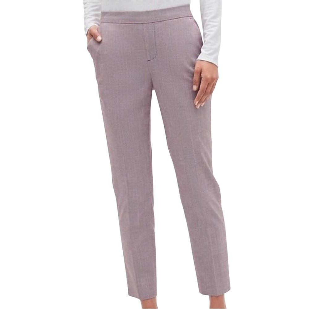Banana Republic Hayden Pant Plaid‎ Cropped Elastic Back Cranberry
